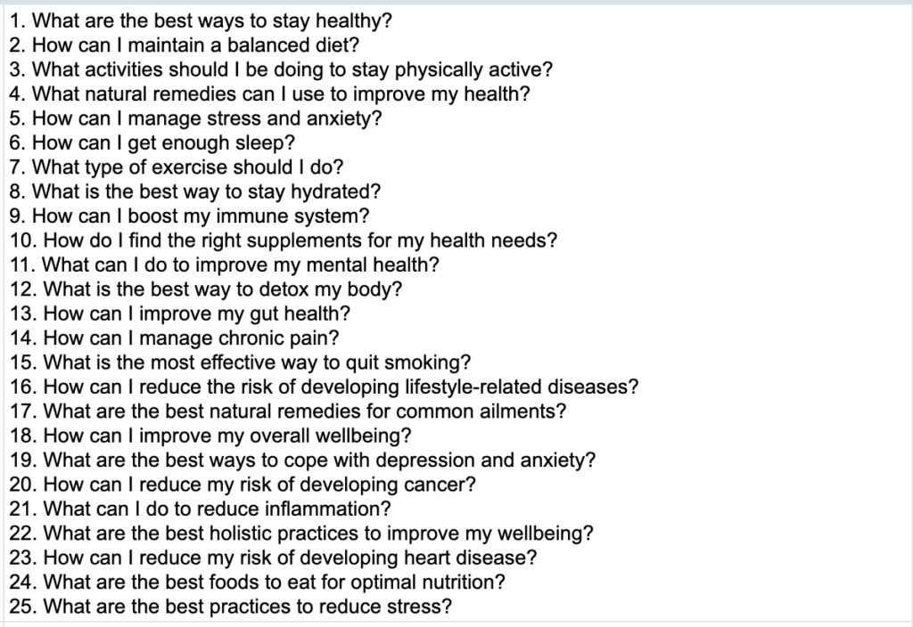 example of a list pasted into a single cell in Google Sheets