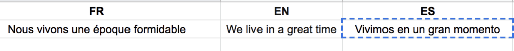 a translation in google sheet