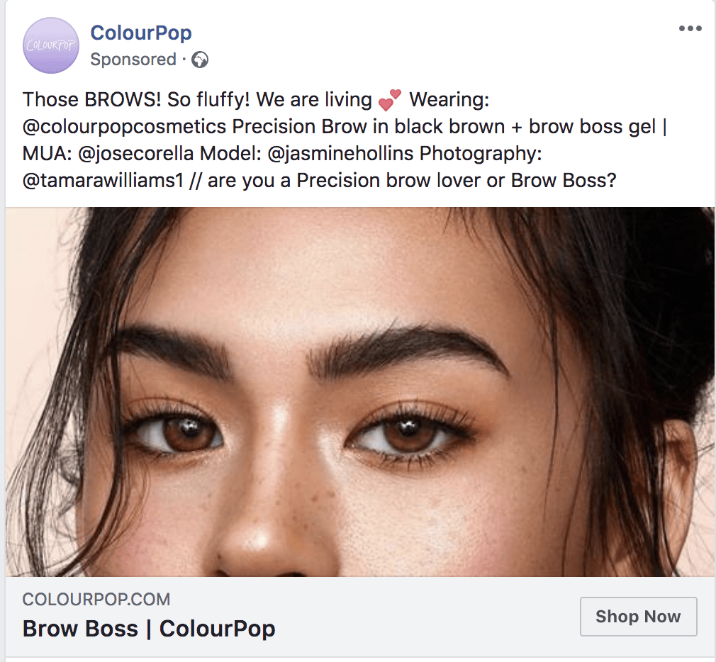 colourpop facebook ads