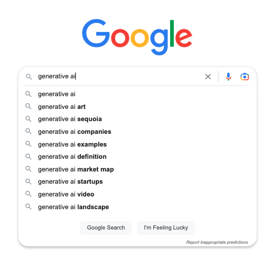 "Generative AI" Autocomplete Suggestions