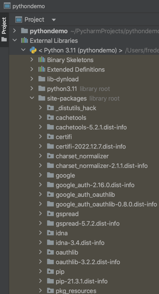 gspread dependencies